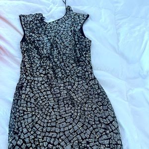 NWT H&M silver and gold sequin mini dress
